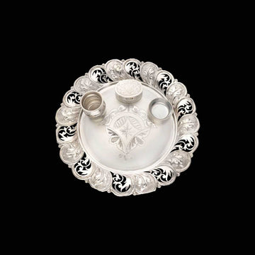 Celestial Silver Puja Thali - Silver Pooja Items / Silver Puja Samai